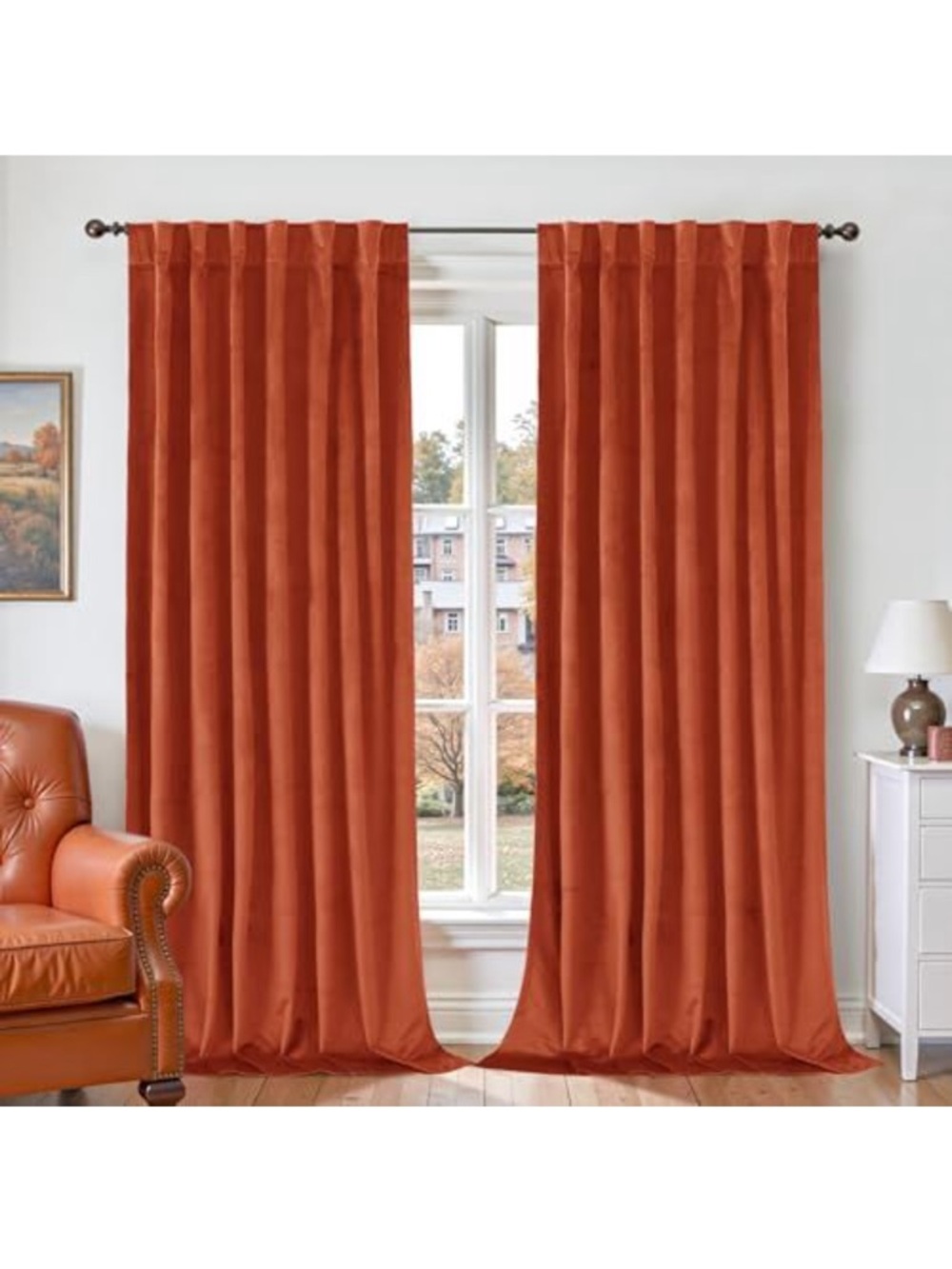 BGment luxury velvet curtains in terracotta rust 52 x 90” 2 panels